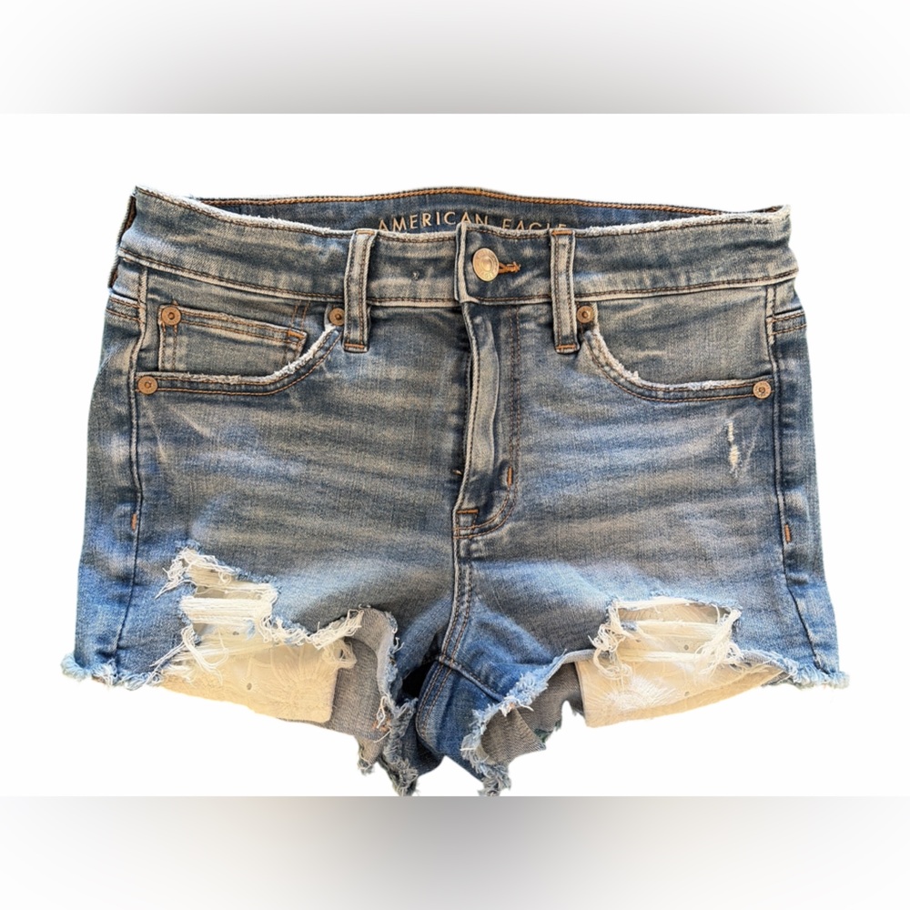 American Eagle Outfitters, mid rise, stretch denim cutoff shorts, size 4